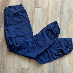 NEVER WORN! Blue Yoga Capris with Flower CutOuts